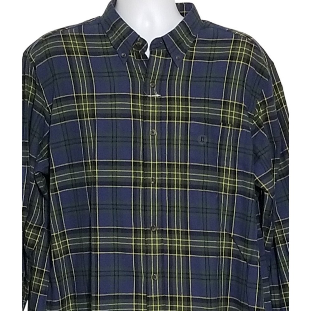 Saddlebred Flannel Shirt Mens Size Large Casual Green Plaid Classic Fit